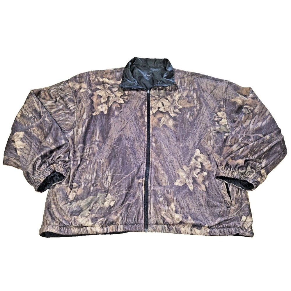 VTG Duxbak Reversible Jacket Fleece Camo Mossy Oak Windbreaker Mens XL zipper
